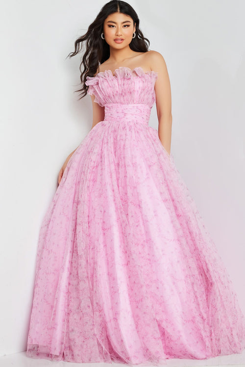 Jovani 26209 Glitter Long Ball Gown Printed Prom Dress