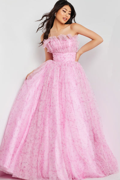 Jovani 26209 Glitter Long Ball Gown Printed Prom Dress