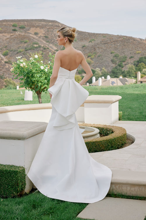 Nox Anabel JW1044 Strapless Satin Fitted Long Wedding Dress with Train