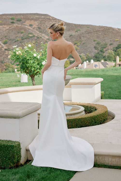 Nox Anabel JW1044 Strapless Satin Fitted Long Wedding Dress with Train