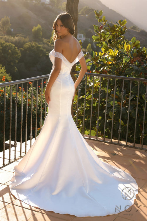 Nox Anabel JW979 Off the Shoulder Beaded Mermaid Long Wedding Dress