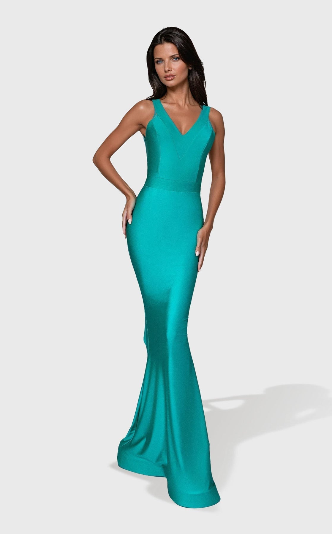 Prom Dresses Formal Fitted Ruffle Long Prom Dress Hunter