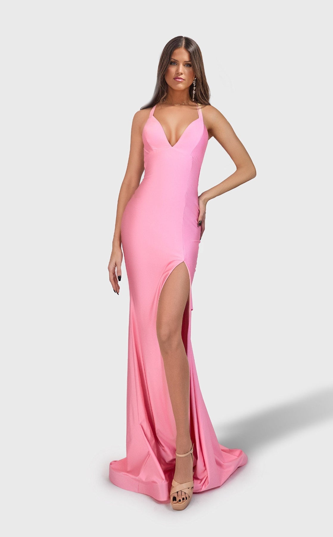 Prom Dresses Fitted Formal Long Prom Dress Light Pink