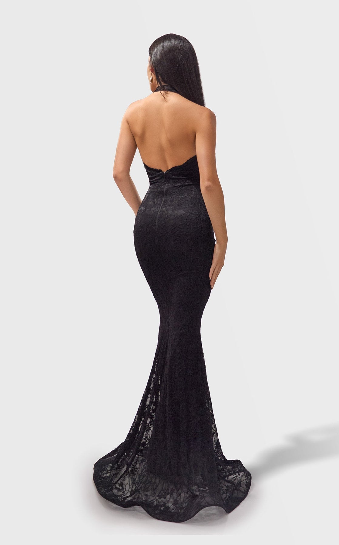 Jessica Angel JA2760 Halter Cutout Evening Formal Floor-Length Lace Dress