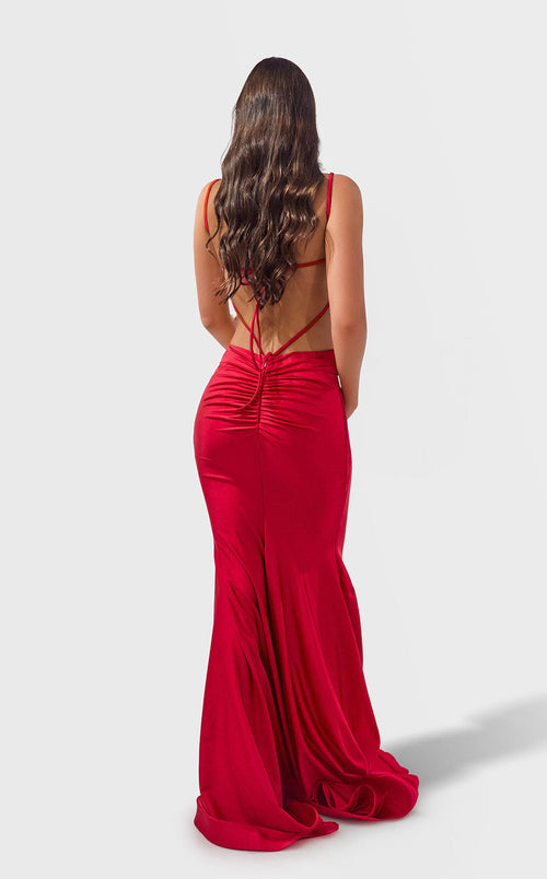 Jessica Angel JA2762 Deep V-Neck Fitted Slit Prom Party Cocktail Dress