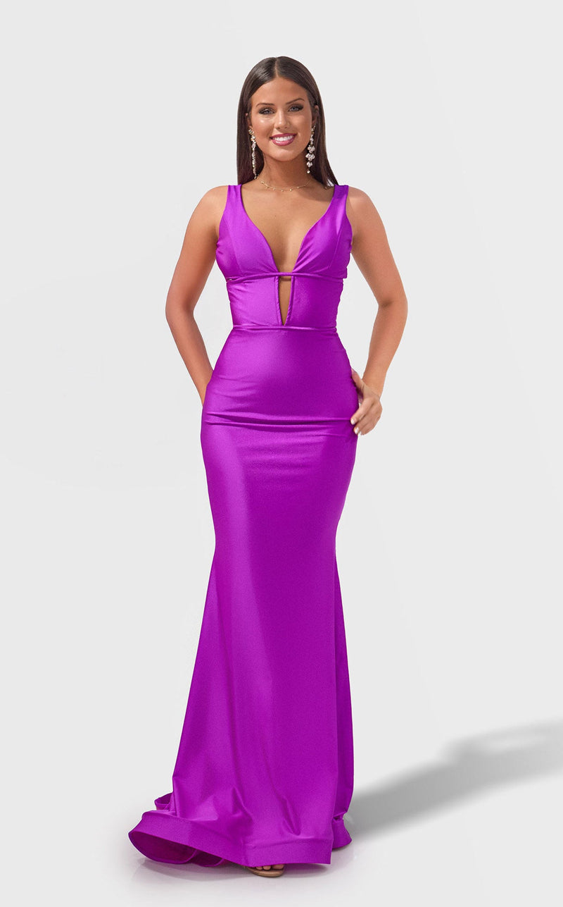 V-Neck Fitted Ruched Evening Dress JA2764 by Jessica Angel
