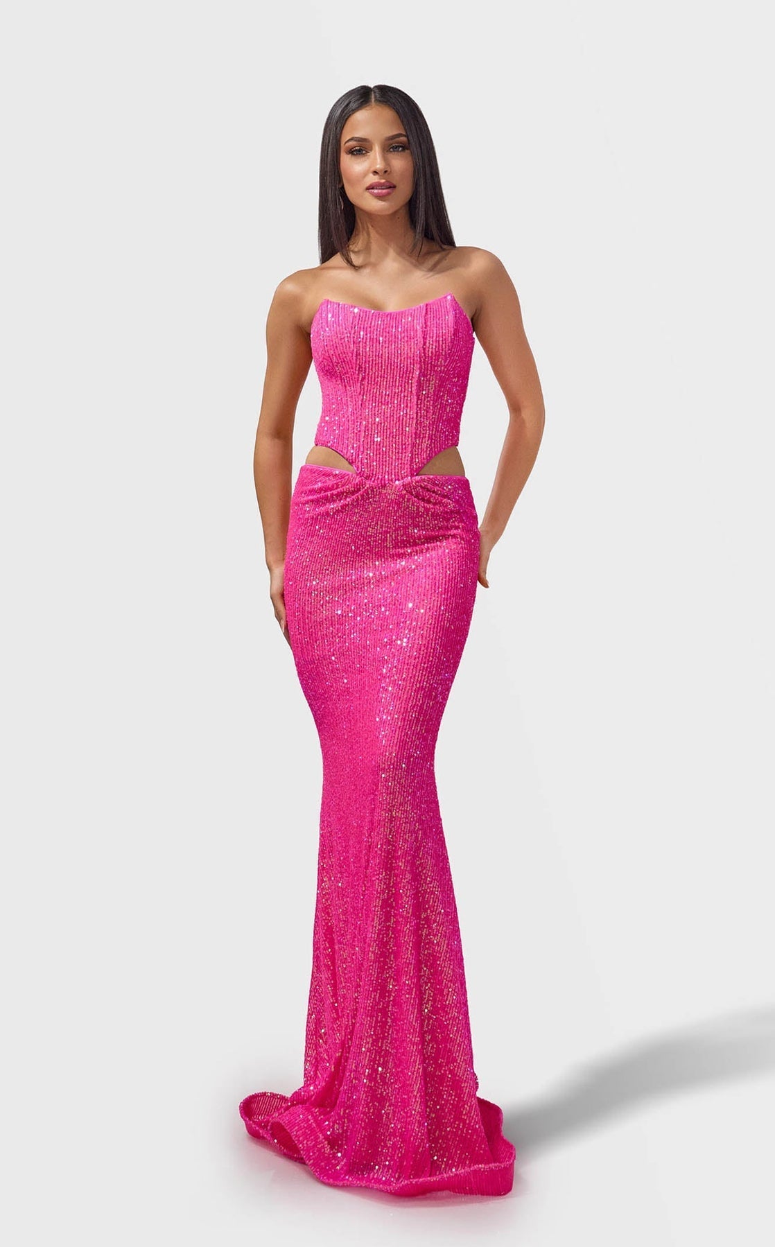 Prom Dresses Mermaid Long Formal Sequin Prom Dress Pink