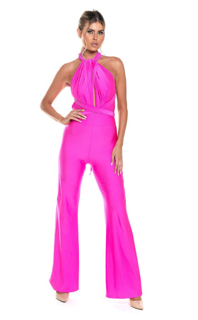 Elegant Wide-Leg Jumpsuit with Halter Neck and Backless Design by Jessica Angel 854