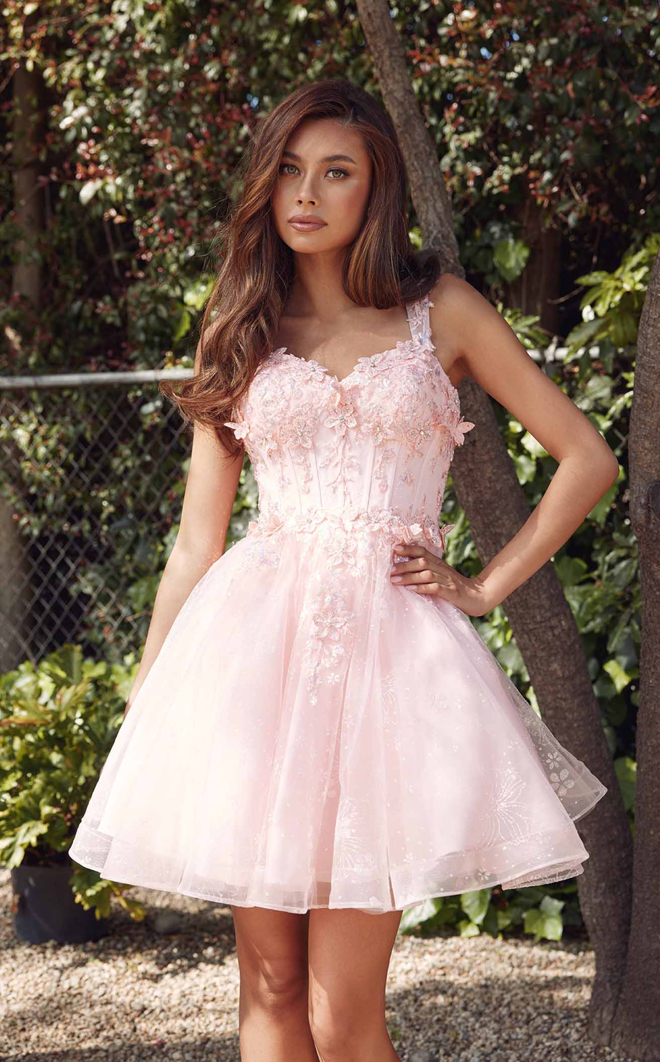 Juliet 976l Sweetheart Neck Mini A-line Satin Dress
