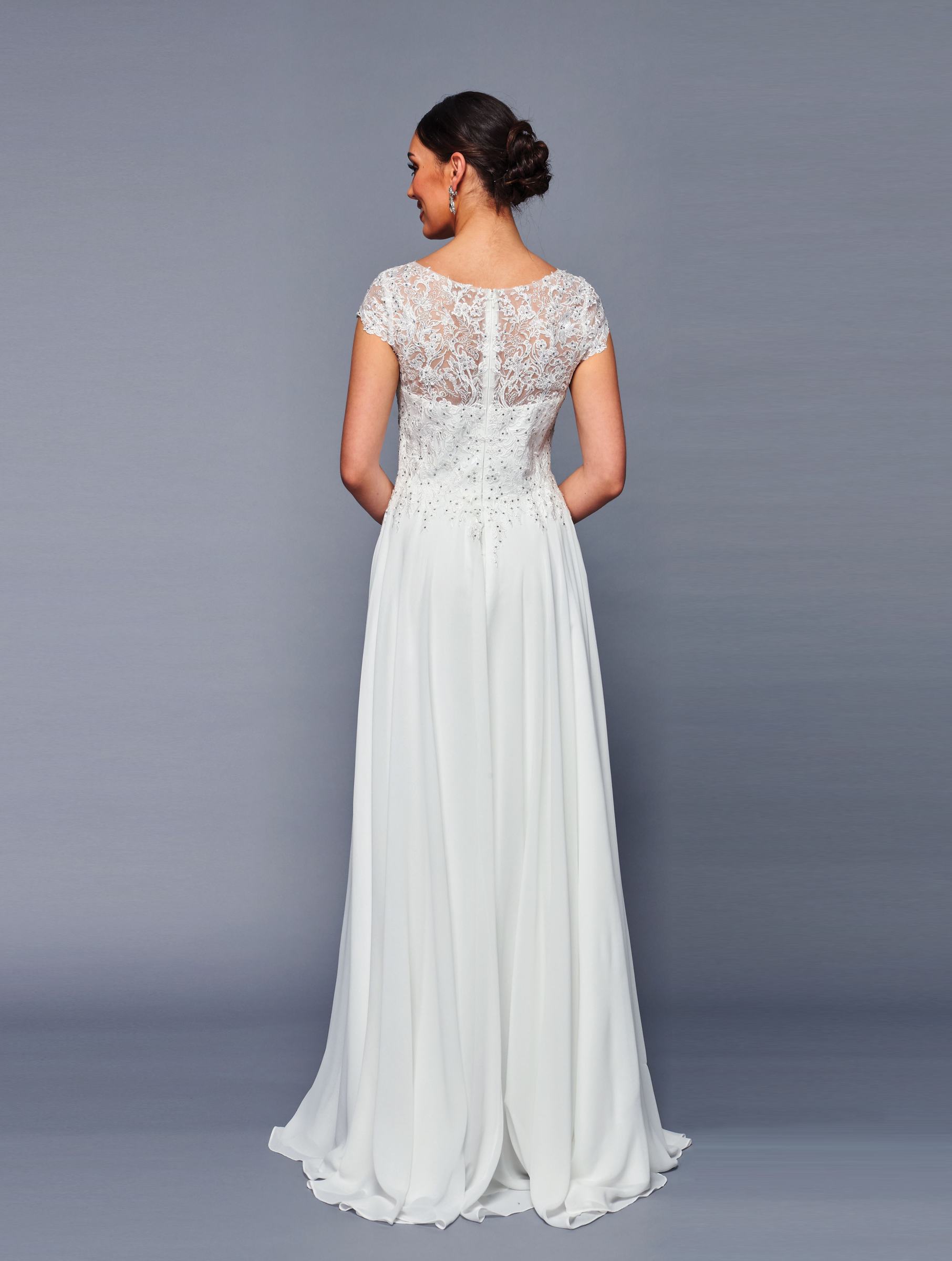 Deklaire Bridal K311 Mother of the Bride A-Line Cap Sleeve Chiffon Gown