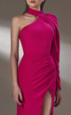 MNM Couture K3892 High Neck Red Sheath Gown with Slit