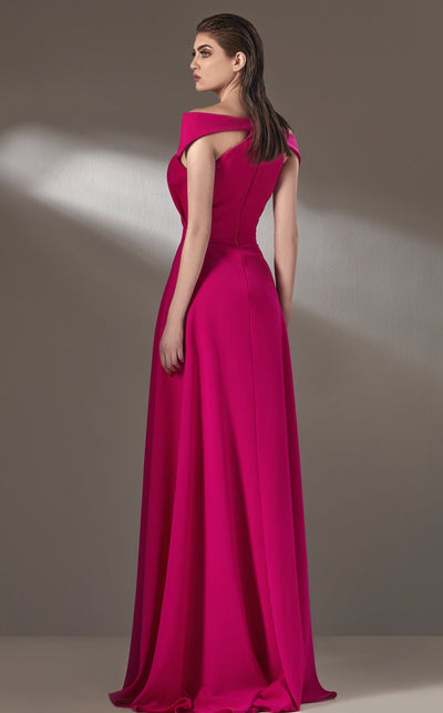 MNM Couture K3894 Off-Shoulder Fuchsia A-Line Gown