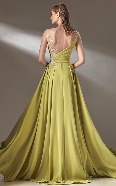 MNM Couture K3903 Yellow Sleeveless Illusion Bateau Gown