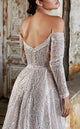 MNM Couture K3950 Beige Off-Shoulder Gown with Embellished Overskirt
