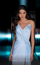 MNM Couture K3982 One-Shoulder Satin Gown in Light Blue