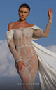 MNM Couture K4038 Beige Off-Shoulder Mermaid Gown with Cape