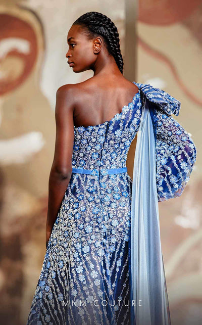 MNM Couture K4147 Sophisticated Blue Embellished Evening Gown