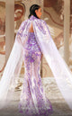 MNM Couture K4179 Lavender Embroidered Gown with Sheer Cape
