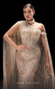MNM Couture K4241 One-Shoulder Long Gown in Beige