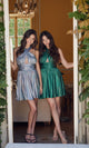 Nox Anabel K822: Sleek Short Metallic Cut-Out Halter Dress