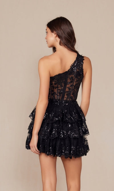 Nox Anabel K855 Sparkly One-Shoulder Homecoming Dress