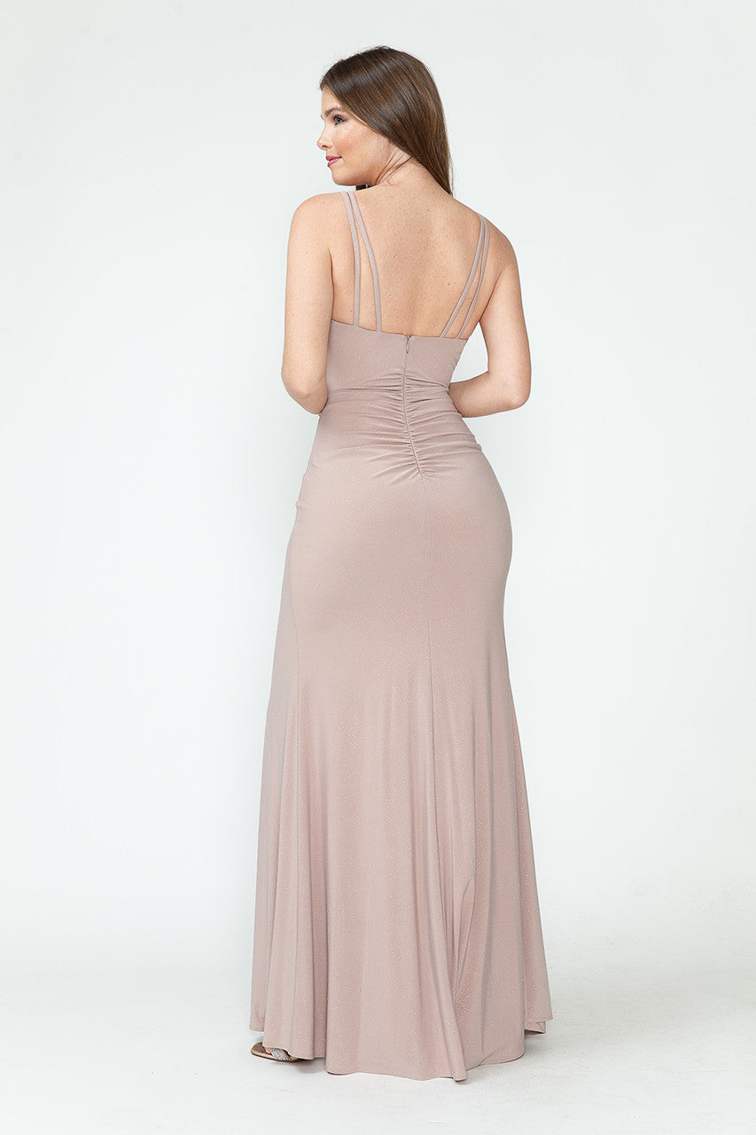 Vestido formal de fiesta con tirantes finos fruncidos y corte sirena de Lenovia 5308