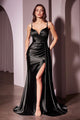 Ladivine KV1119 Dress Soft Satin Fit & Flare Gown - BLACK