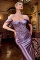 Elegant Dark Teal Off-Shoulder Gown by Cinderella Divine