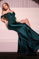 Elegant Dark Teal Off-Shoulder Gown by Cinderella Divine