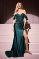 Elegant Dark Teal Off-Shoulder Gown by Cinderella Divine