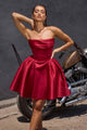 Ladivine KV1133 Strapless A-Line Luxe Satin Short Mini Dress