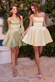 Ladivine KV1133 Strapless Satin Mini Dress by Cinderella Divine