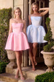 Ladivine KV1133 Strapless A-Line Luxe Satin Short Mini Dress