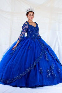 Lace 3/4 Bell Sleeve Quinceanera Dress Embroidered Ball Gown by Calla KY-70029