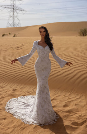 Chic and Holland BR550007 Sweetheart Long Sleeve Prom Gown
