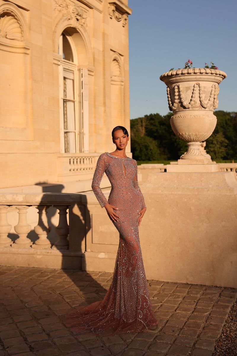 Beaded Sheath Evening Gown