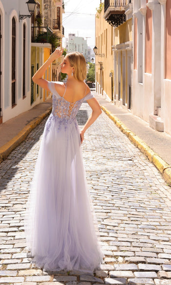 Vestido de fiesta largo con lentejuelas y sobrefalda Nox Anabel L1362