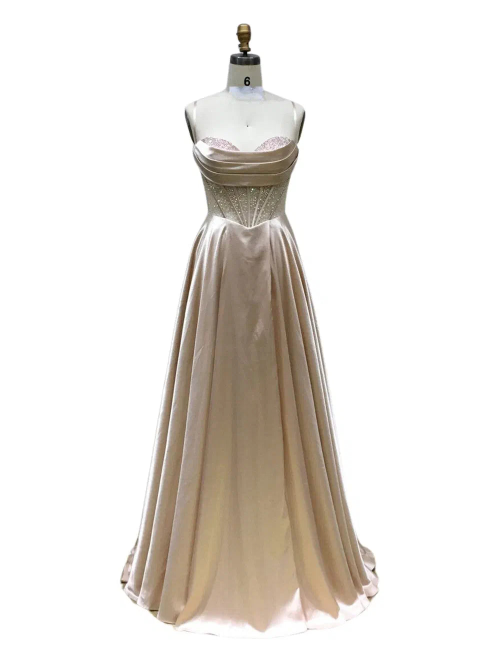 Sleeveless Beaded Corset Bodice Prom Dress High Slit & Pockets Evening Gown by Trevi L2861L