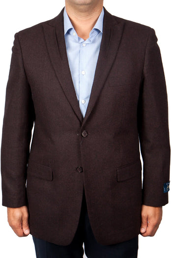 Blazer de lana burdeos con solapa de pico y dos botones para hombre