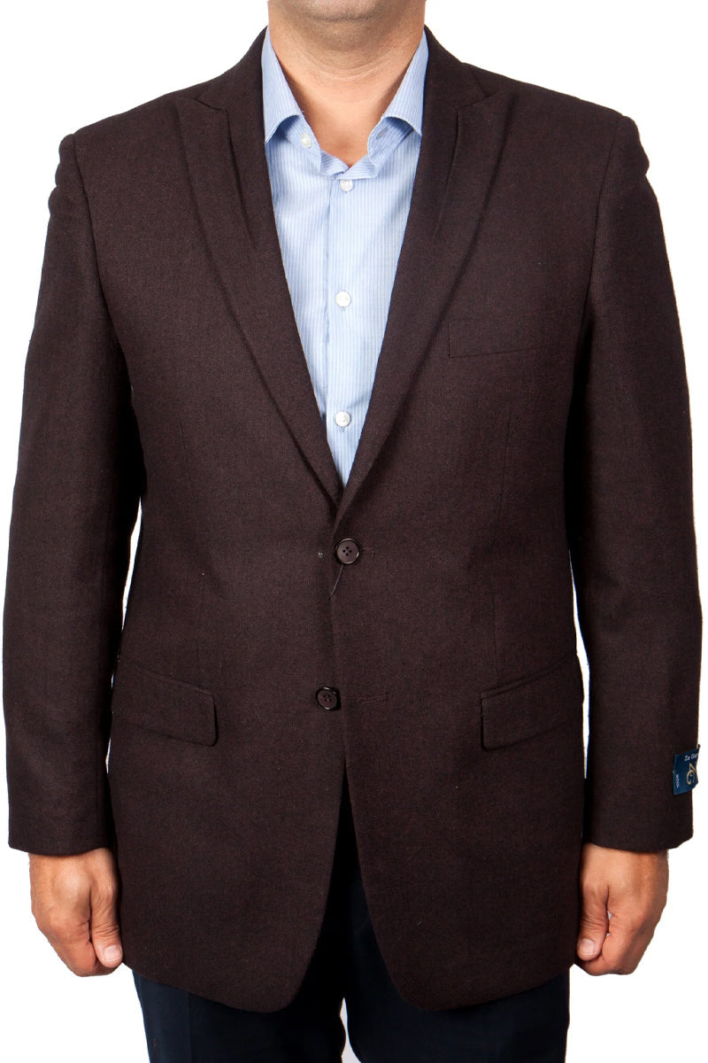 Blazer de lana burdeos con solapa de pico y dos botones para hombre
