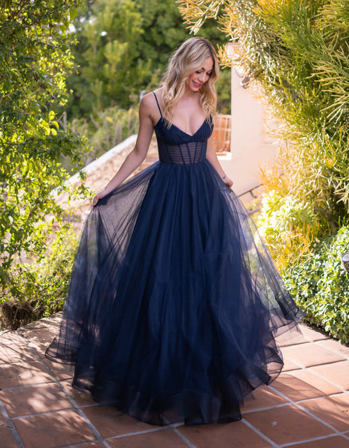 Yasmin Navy Tulle Prom Gown