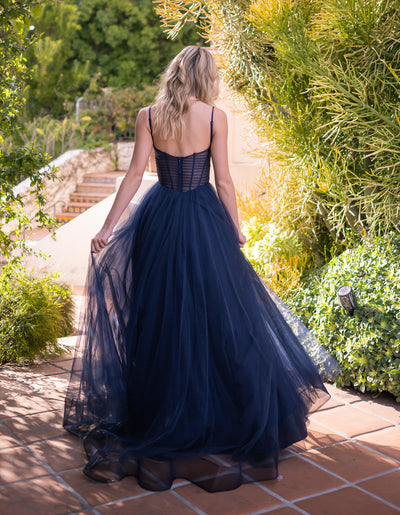 Yasmin Navy Tulle Prom Gown