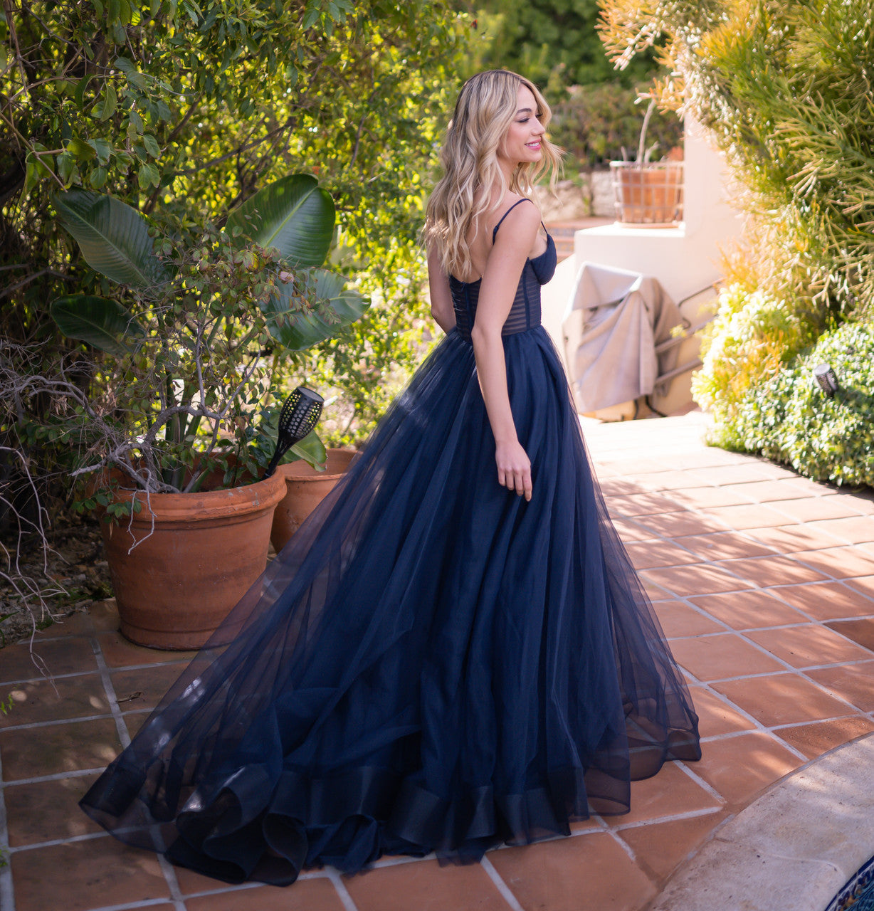 Yasmin Navy Tulle Prom Gown