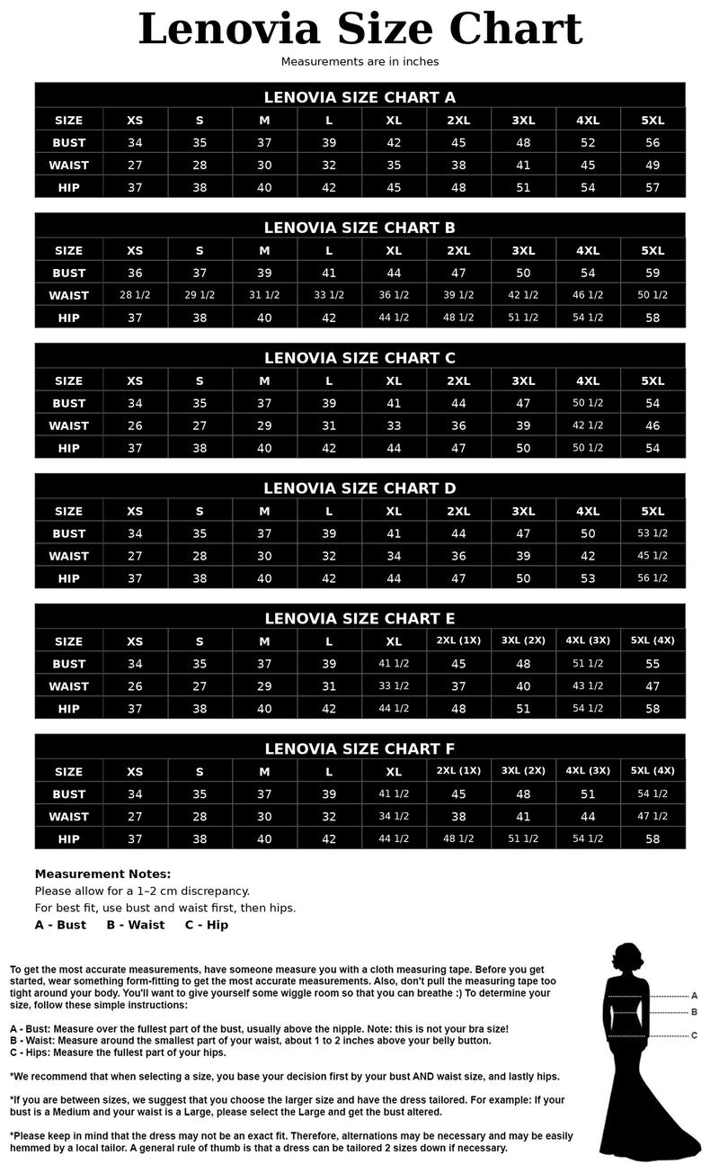 Lenovia Size Chart
