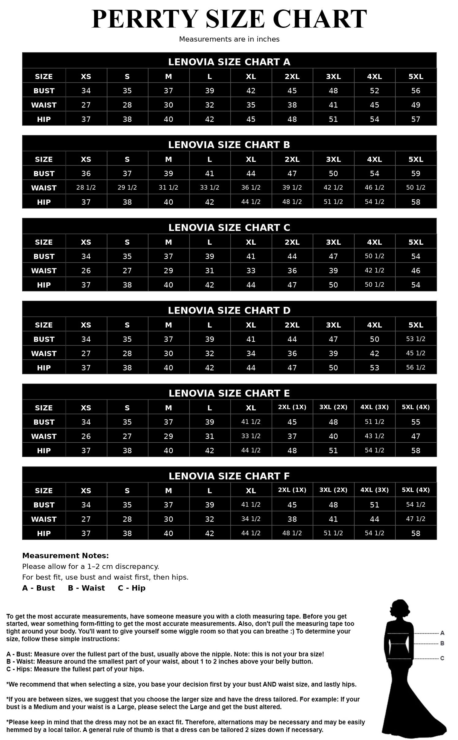 Perrty Size Chart