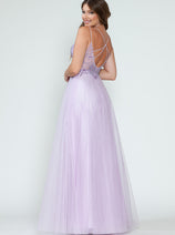 Evening Dress V-Neck Beaded Sequin A-Line Formal Gown By Lenovia 8183