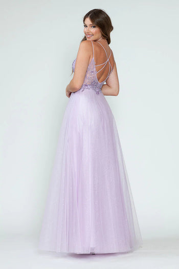 Evening Dress V-Neck Beaded Sequin A-Line Formal Gown By Lenovia 8183
