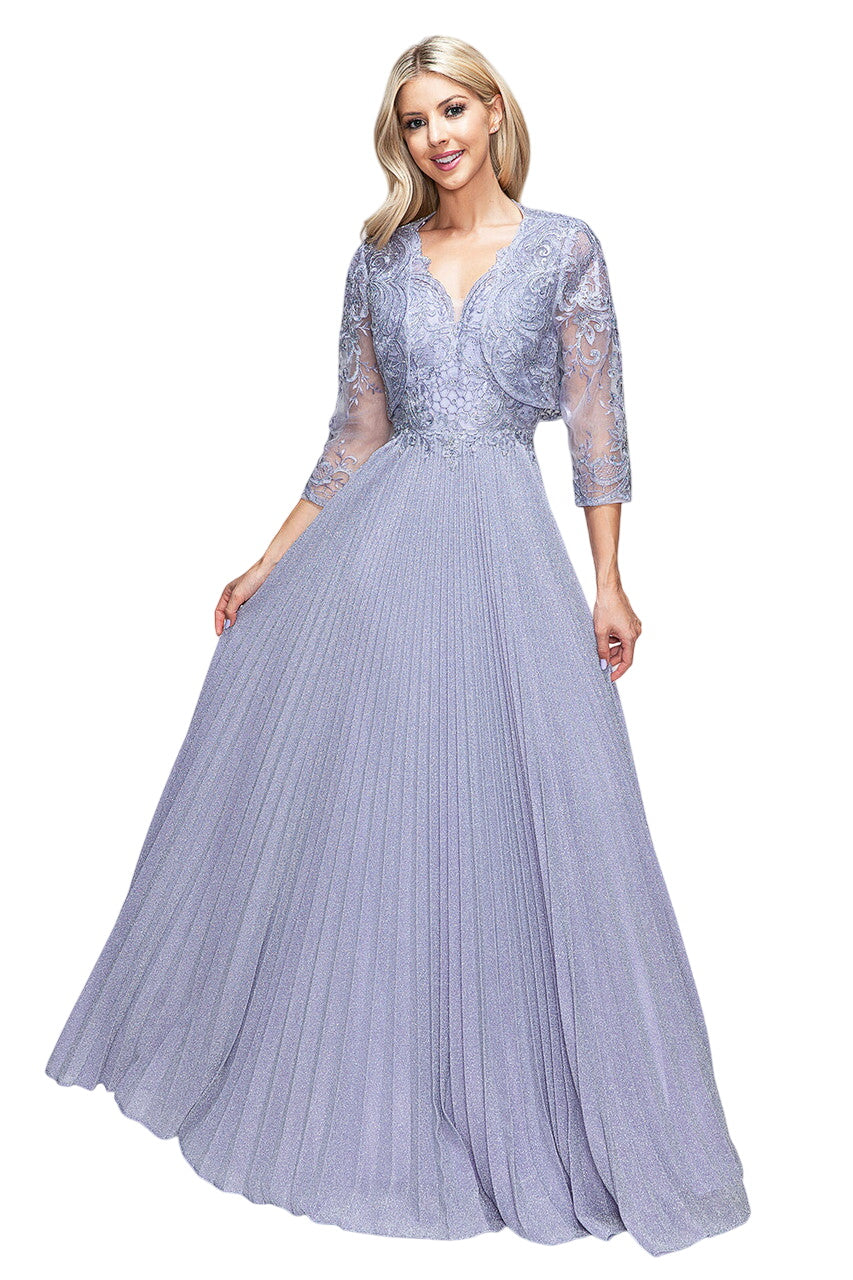 Mother Of The Groom Dress V-Neck 3/4 Sleeve Gown By Lenovia 8341-New Collection