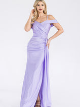 Formal Dress Off The Shoulder Pleated Ruched Prom Gown By Lenovia 5320