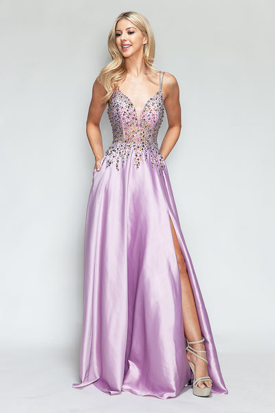 Prom Dress V-Neck Spaghetti Strap A-Line Formal Gown By Lenovia 8331-New Collection
